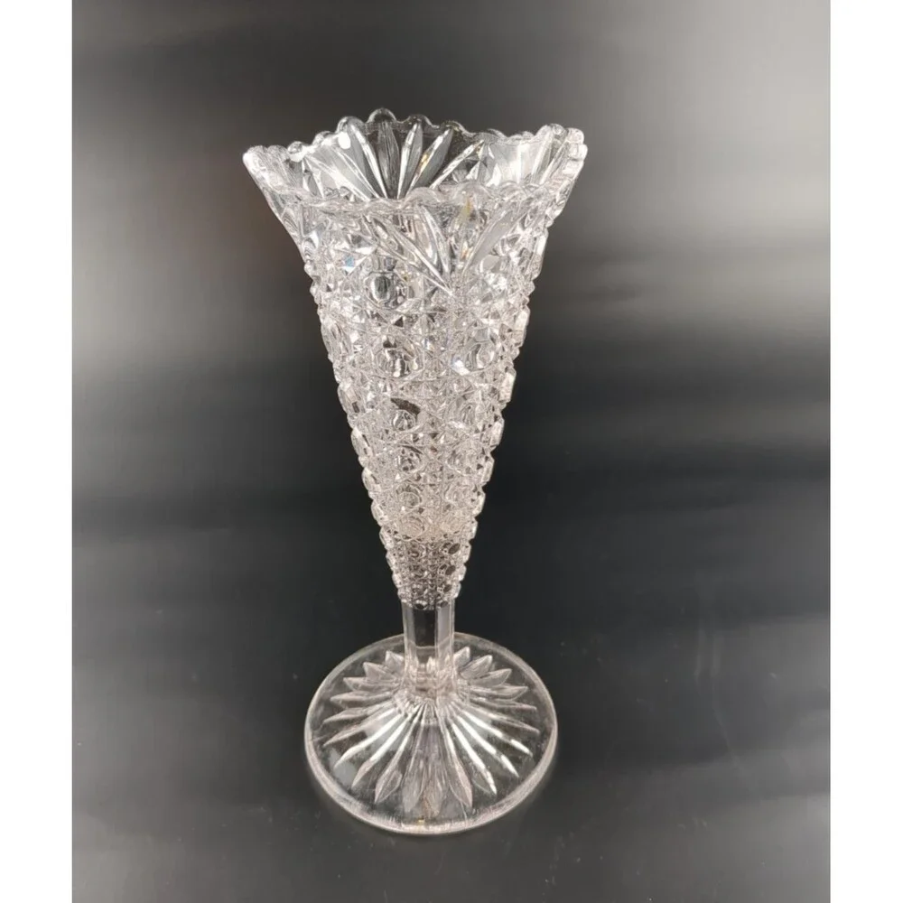 Vintage Brilliant Clear Cut Glass Bud Vase 6